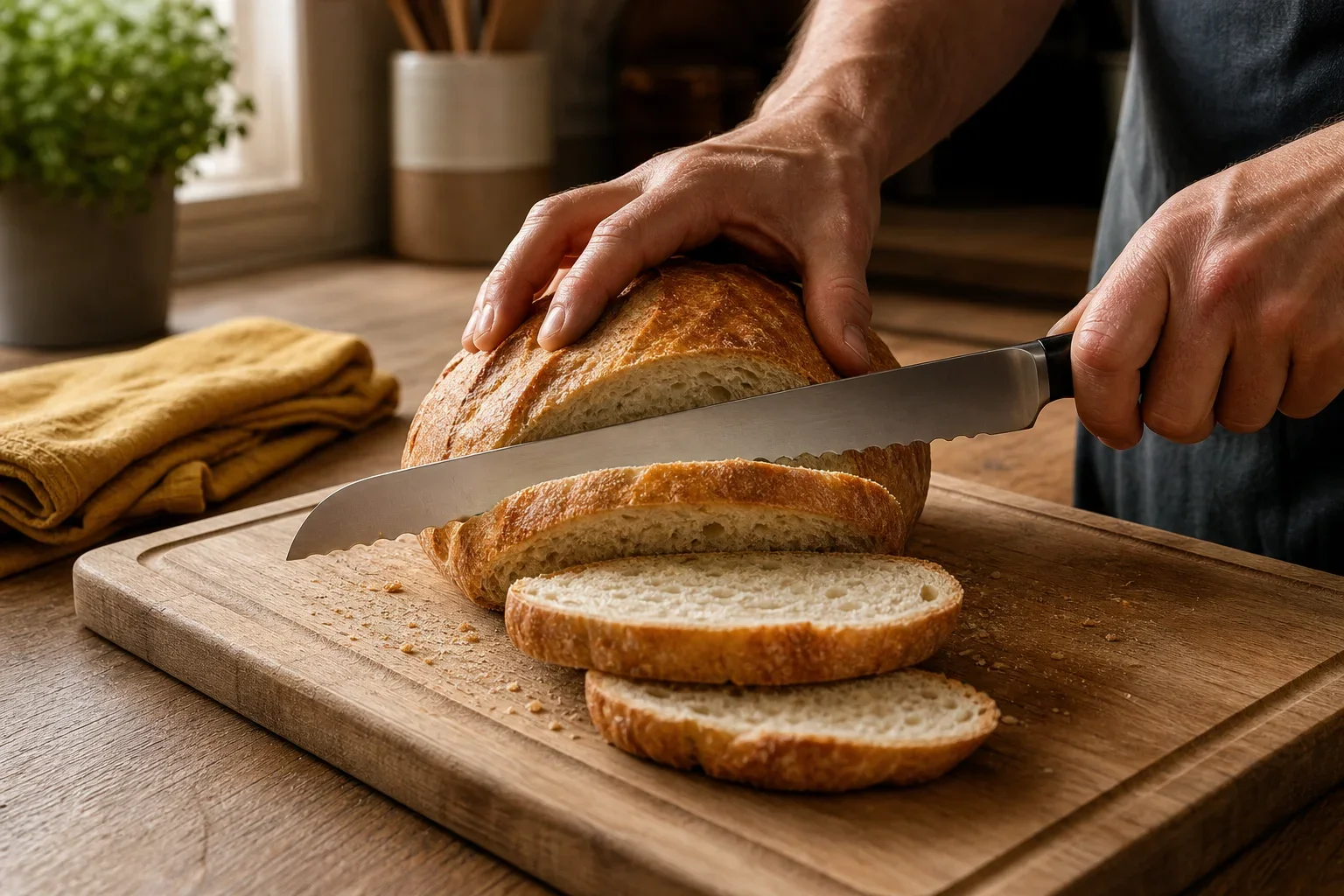 broodmes scheurt zacht brood