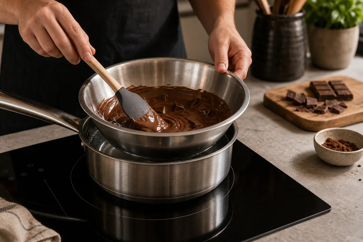 chocolade smelten op inductie