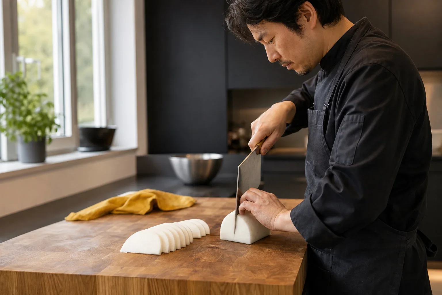 enkelzijdig Japans mes gebruiken
