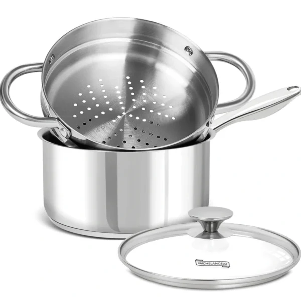 Stoompan 3L – RVS kookpan met inzet & glazen deksel